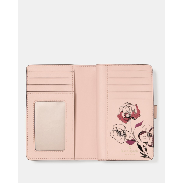 Kate Spade Floral Interior Medium Bifold Wallet - Preorder — Grenache