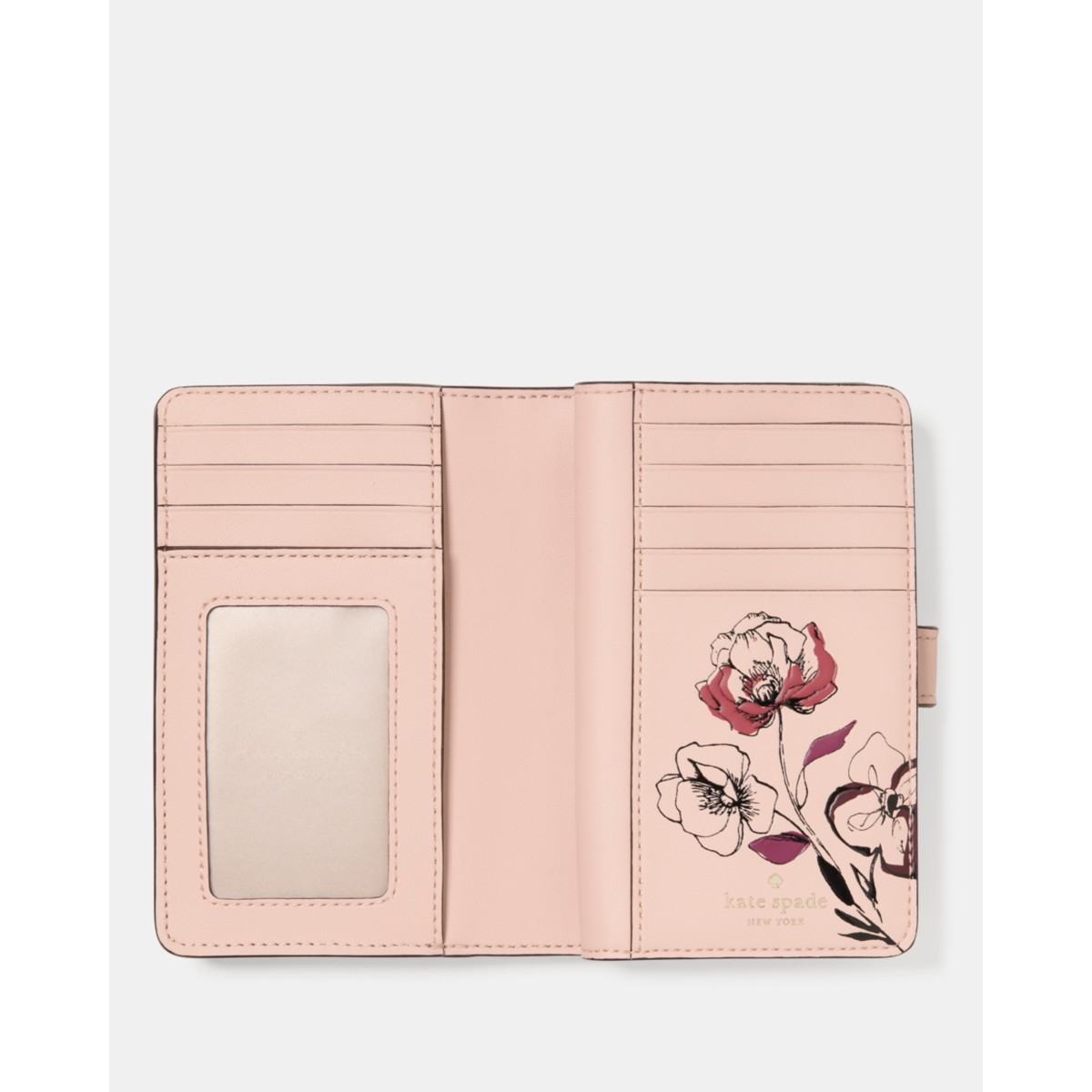 Kate Spade Floral Interior Medium Bifold Wallet - Preorder — Grenache