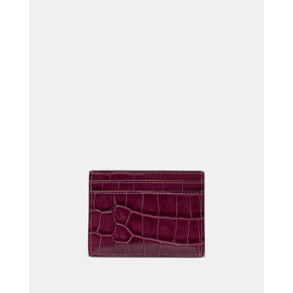 Kate Spade Croc Embossed Small Slim Card Holder - Preorder — Deep Cherry