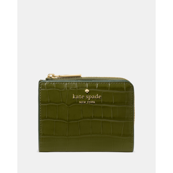 Kate Spade Croc Embossed Small L-zip Wallet - Preorder — Enchanted Green
