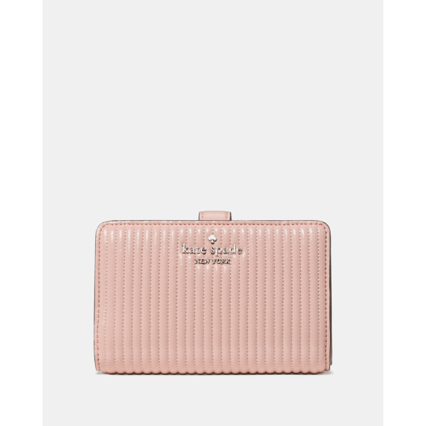 Kate Spade Shiny Quilted Medium Bifold Wallet - Preorder — Rose Smoke