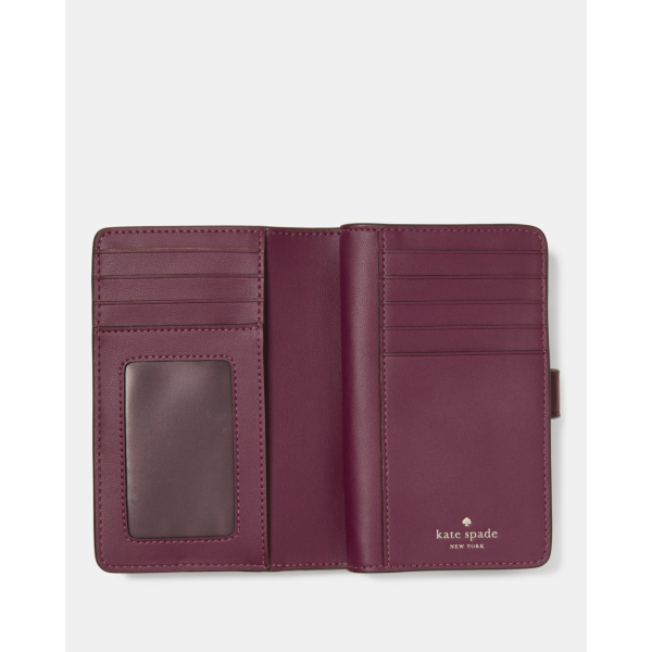 Kate Spade Croc Embossed Medium Bifold Wallet - Preorder — Deep Cherry