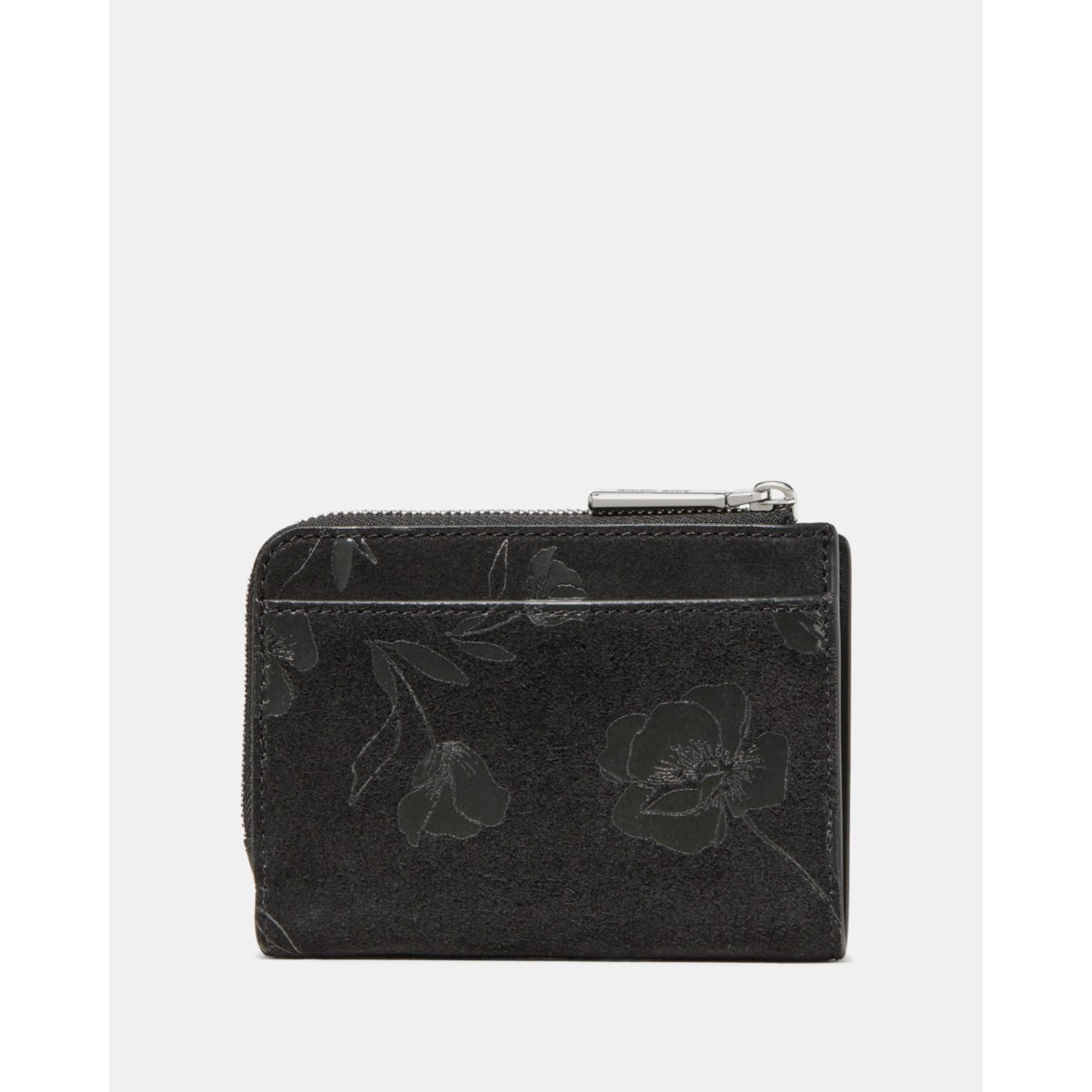 Kate Spade Floral Suede Small L-zip Wallet - Preorder — Black