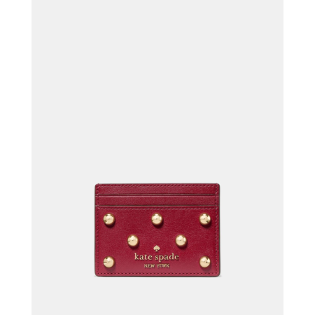 Kate Spade Studded Small Slim Card Holder - Preorder — Red Jam (600)