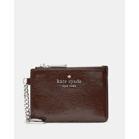 Kate Spade Shiny Leather Key Ring Card Holder - Preorder — Hot Fudge (200)