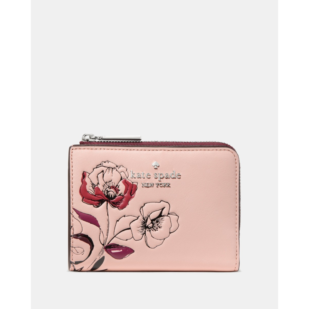 Kate Spade Floral Small L-zip Wallet - Preorder — Rose Smoke Multi