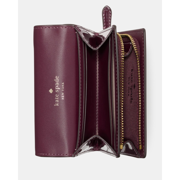 Kate Spade Patent Small L-zip Flap Wallet - Preorder — Deep Cherry