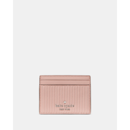 Kate Spade Shiny Quilted Small Slim Card Holder - Preorder — Rose Smoke (650)