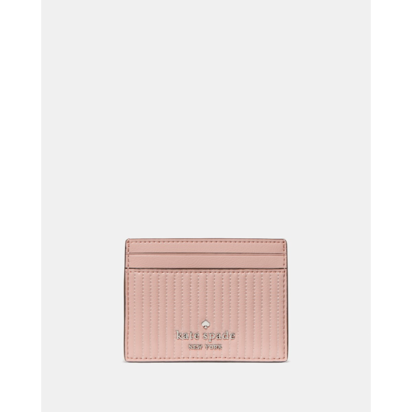 Kate Spade Shiny Quilted Small Slim Card Holder - Preorder — Rose Smoke