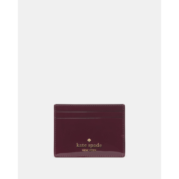 Kate Spade Patent Small Slim Card Holder - Preorder — Deep Cherry