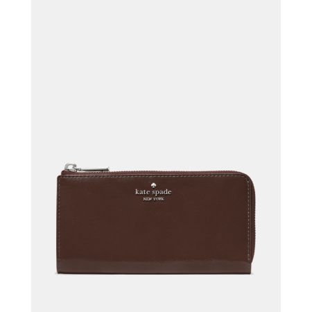 Kate Spade Shiny Leather Large Slim L-zip Wallet - Preorder — Hot Fudge (200)