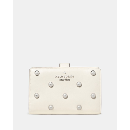 Kate Spade Studded Medium Bifold Wallet - Preorder — Meringue (100)