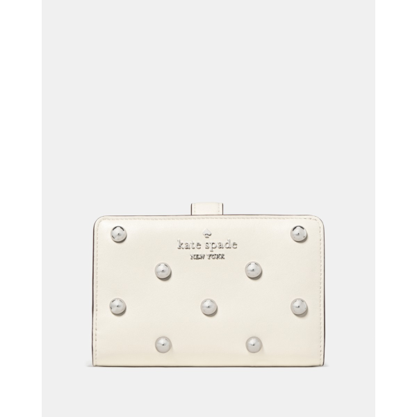 Kate Spade Studded Medium Bifold Wallet - Preorder — Meringue