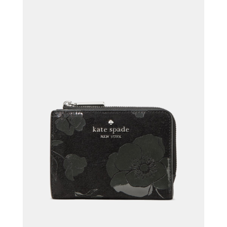 Kate Spade Floral Suede Small L-zip Wallet - Preorder — Black (001)