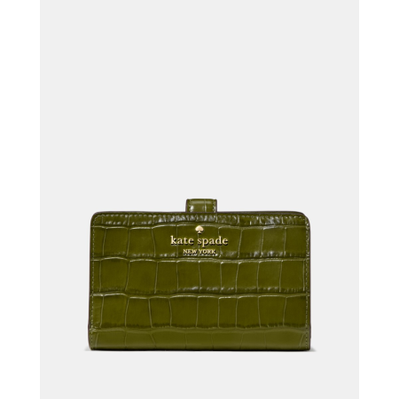 Kate Spade Croc Embossed Medium Bifold Wallet - Preorder — Enchanted Green (300)