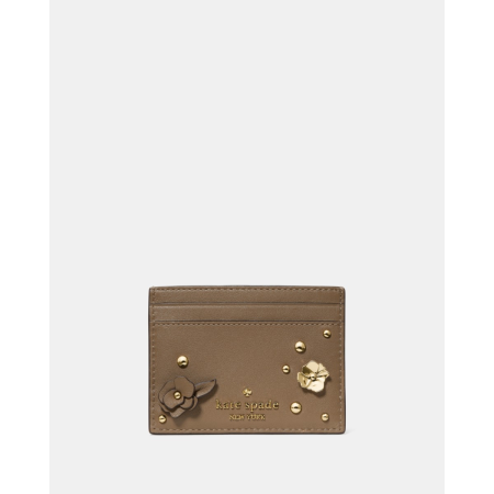 Kate Spade Smooth Embellishment Small Slim Card Holder - Preorder — Driftwood (250)
