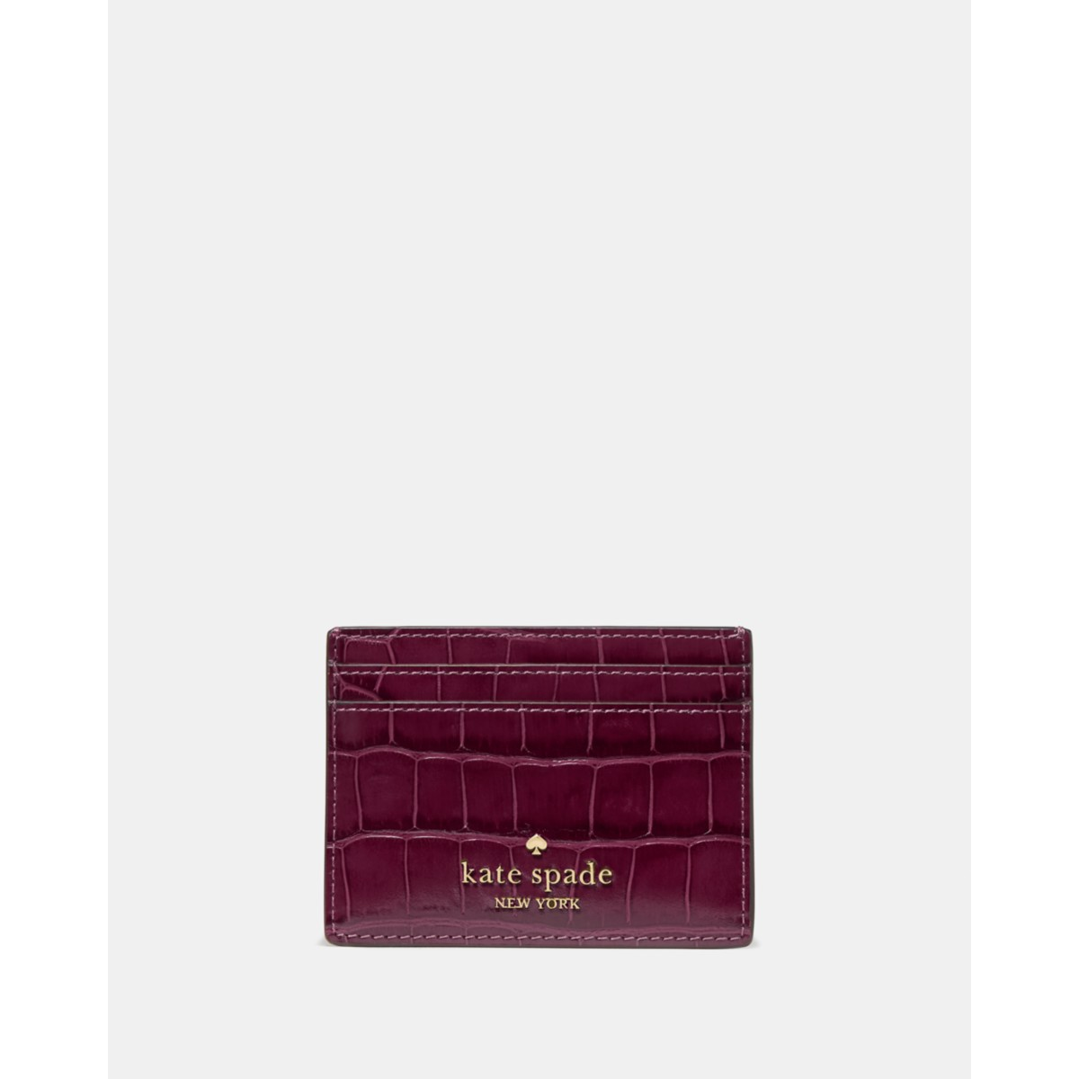 Kate Spade Croc Embossed Small Slim Card Holder - Preorder — Deep Cherry