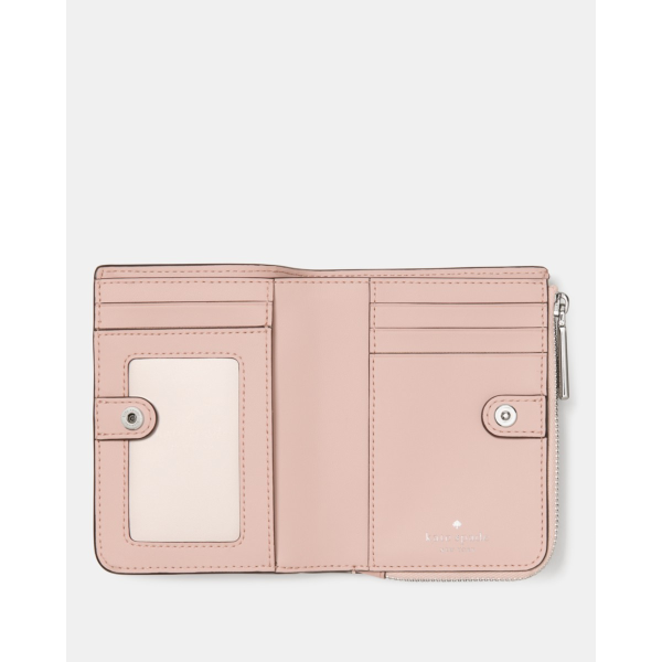 Kate Spade Shiny Quilted Small L-zip Wallet - Preorder — Rose Smoke