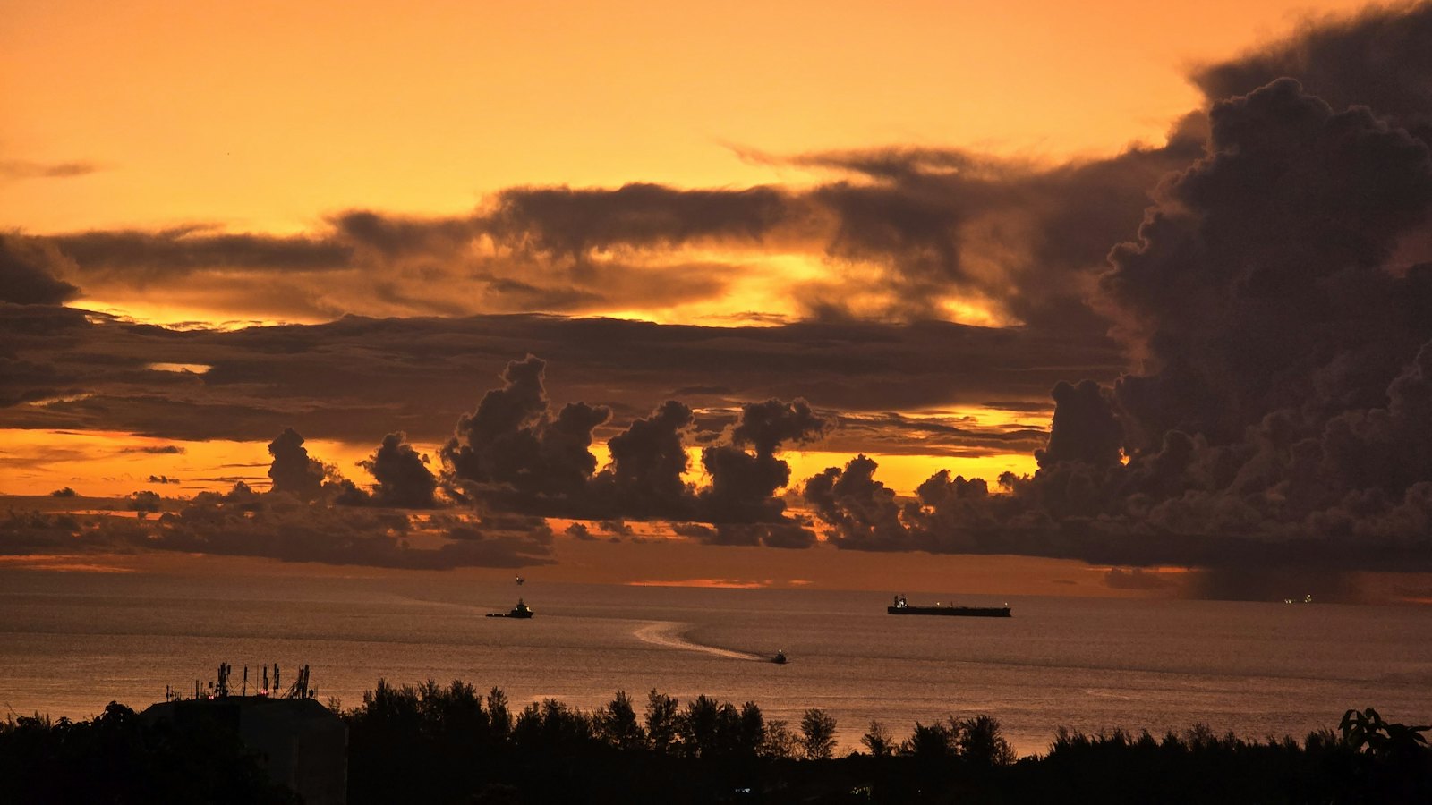 Sunset over the South China Sea seen from Canada Hill, Miri, Sarawak